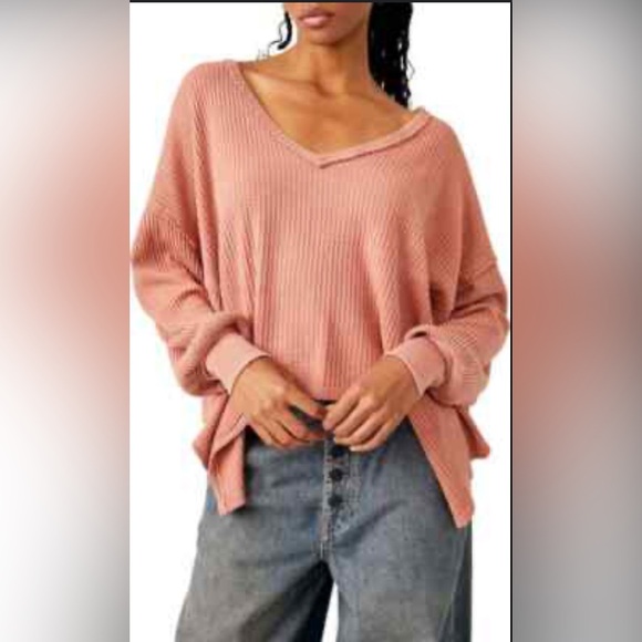 We The Free Pink V-neck Caroline Thermal size large - Picture 1 of 5